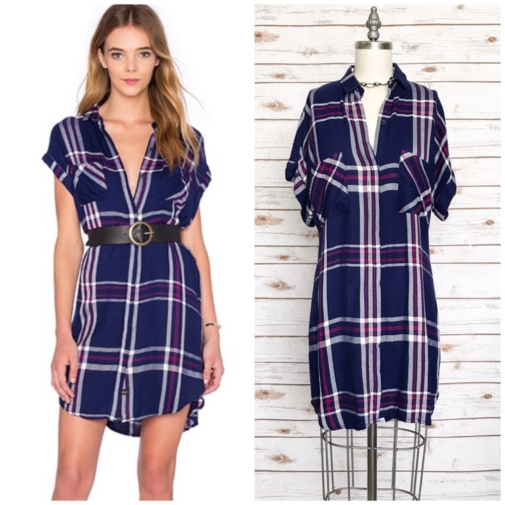 RAILS Haley Plaid Button Down Shirtdress Dress